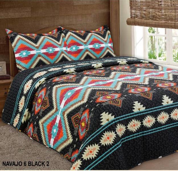 Mountain Black Navajo 3pc Bedspread Set