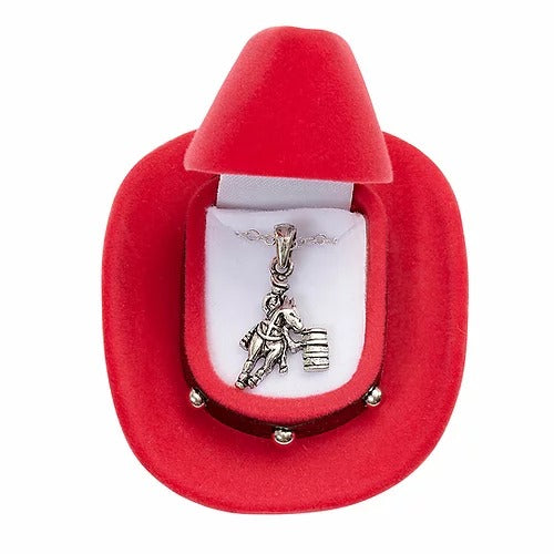 Necklace, Barrel Racer W/colorful Cowboy Hat Gift Box