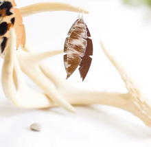 Load image into Gallery viewer, dove earrings | cowhide &amp; leather feather
