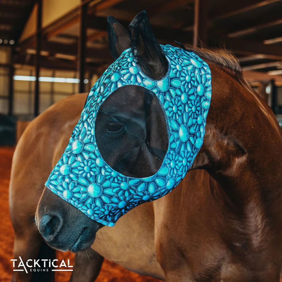 TACKTICAL™ TURQUOISE BLOSSOM FLY MASK